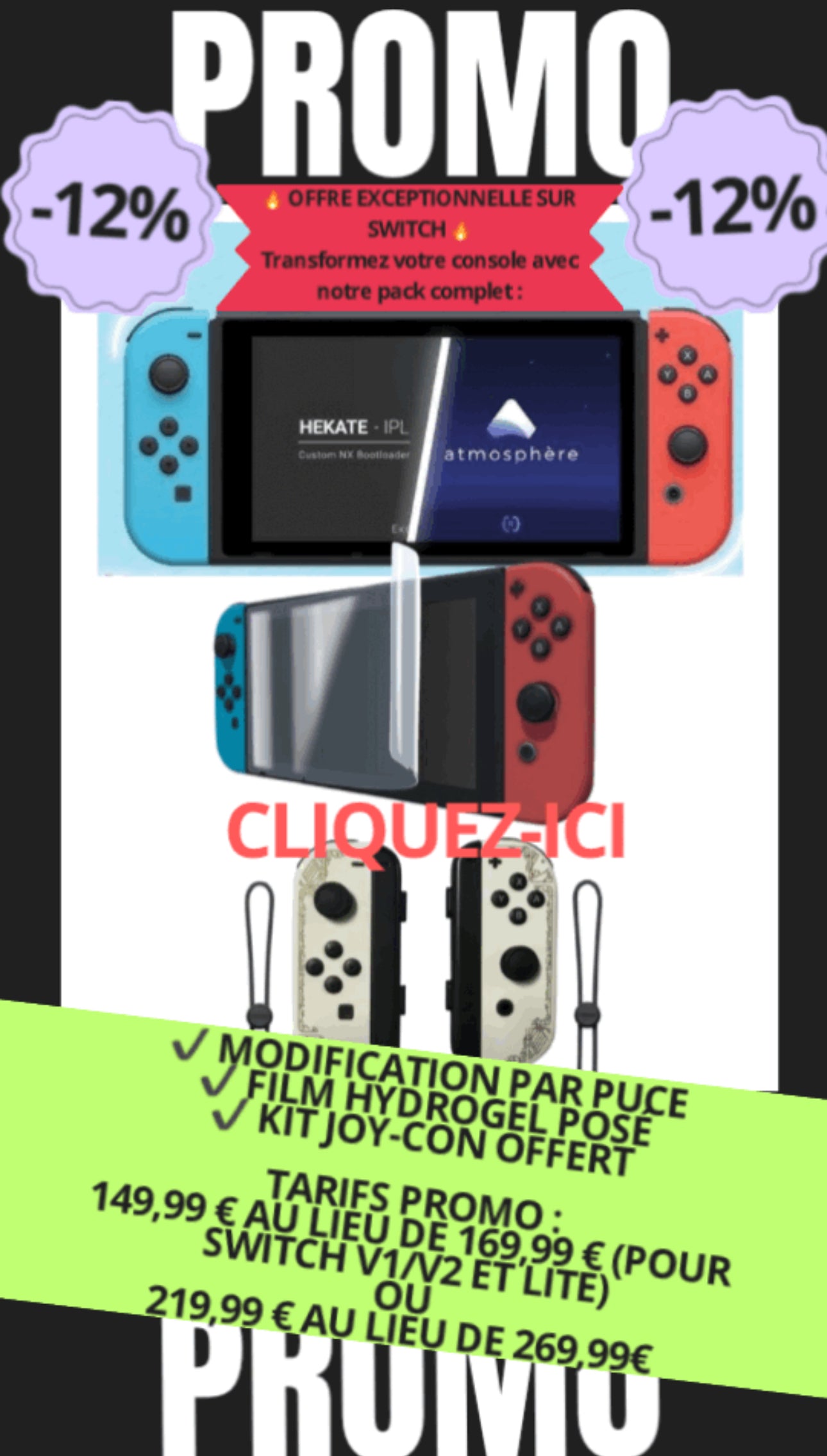 🚨OFFRE PROMO🚨= POSE DE PUCE + HYDROGEL + JOY-CON À PRIX RÉDUIT 🔥