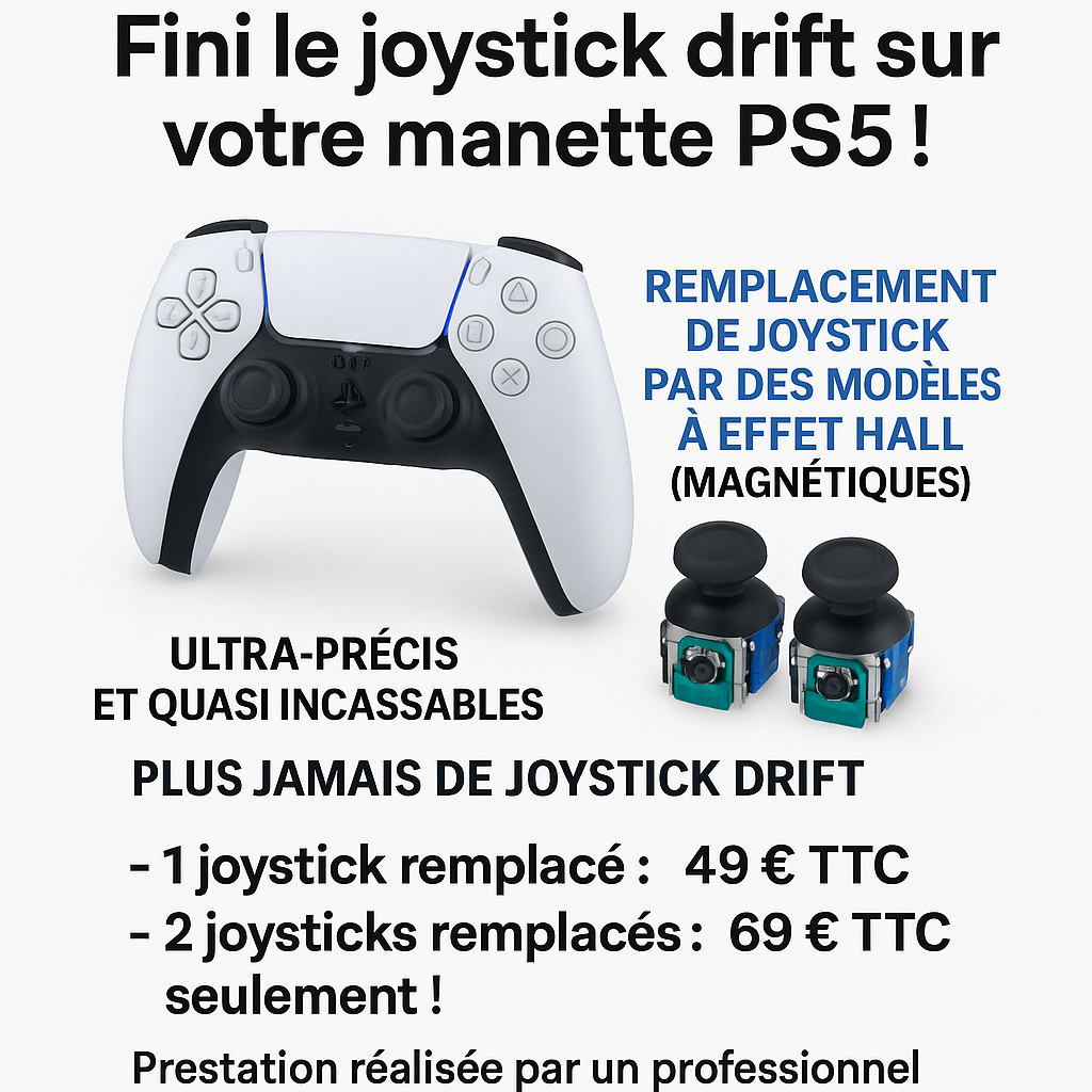 Remplacement de joystick à effet hall ( magnétique ) pour manette PS5