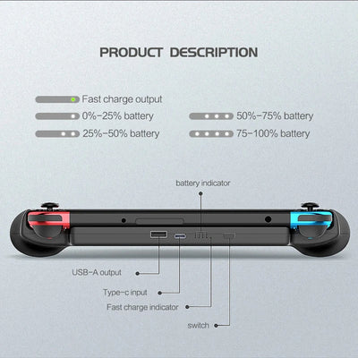 Coque avec batterie externe pour Nintendo Switch de 10000MAh