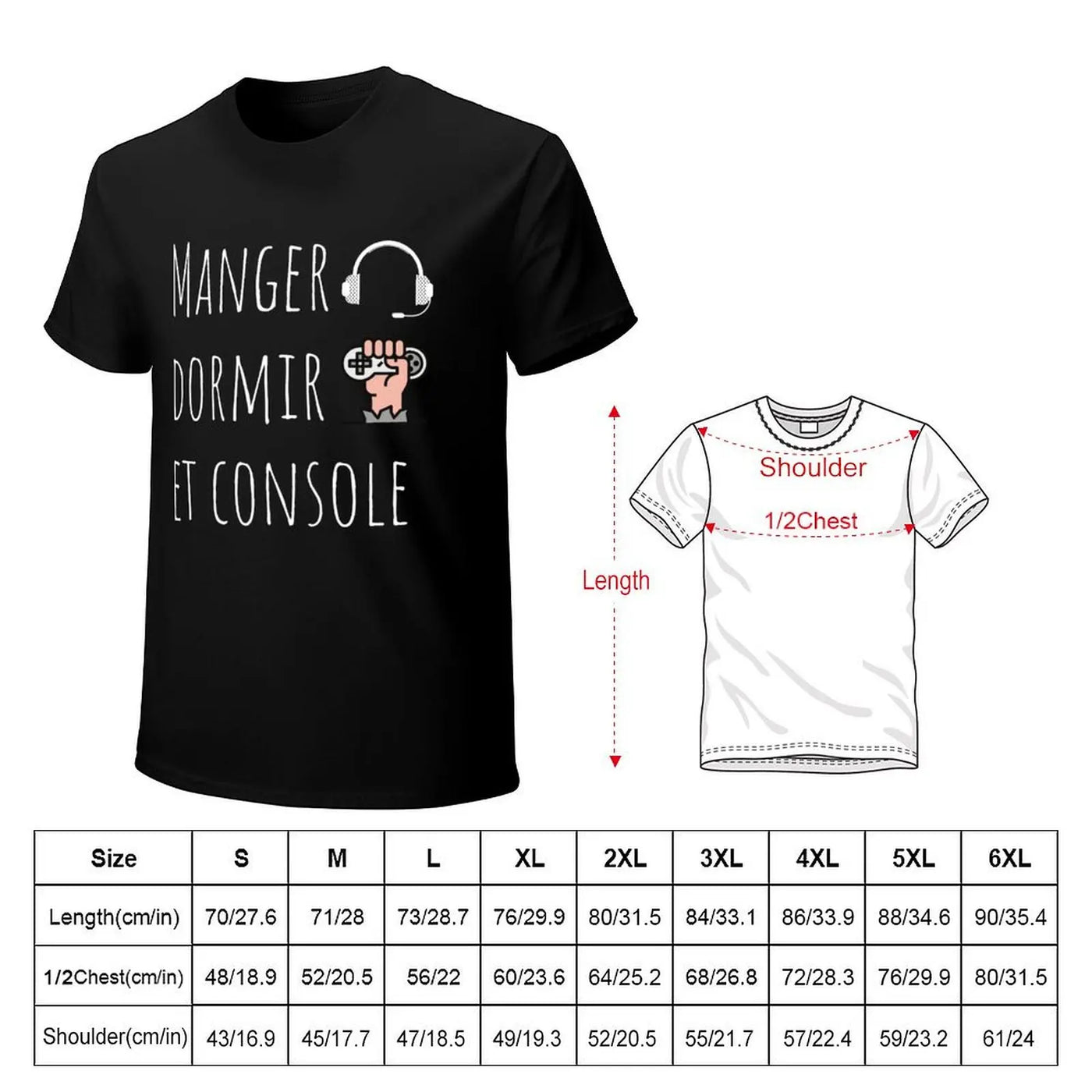 T-shirt Gaming : Manger Dormir et Console
