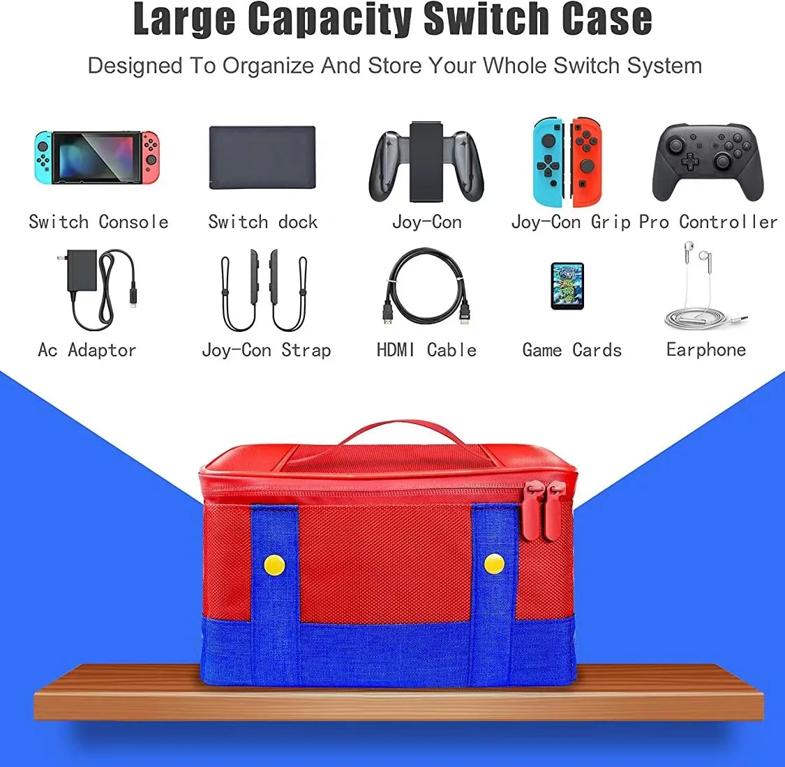 Étui de transport large et protecteur pour console Nintendo Switch/Switch OLED/Switch Lite